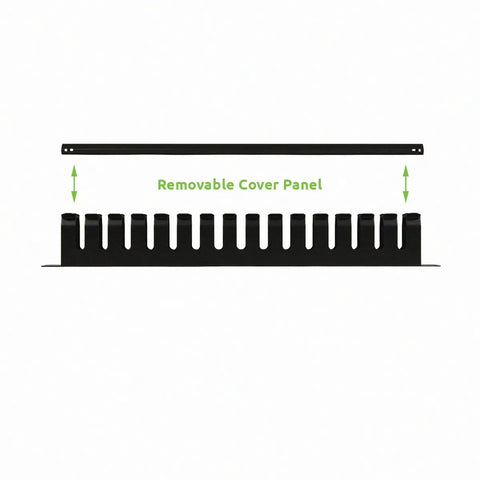 1U Metal Rack Mount Horizontal Cable Manager Duct Raceway For 19 Inch Server Rack with removable cover panel highlighted