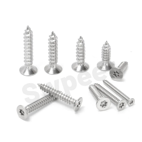 Rock Solid 170 Piece 304 Stainless Steel Screw Kit Packs 14 Sizes M3 To M6 with flat countersunk heads and Torx drive.