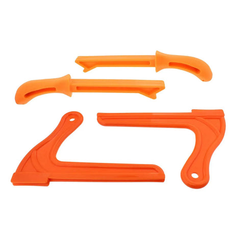 4 Pack Safety Push Sticks Set for Table Saw and Jointer, vibrant orange V style blocks and straight sticks for woodworking