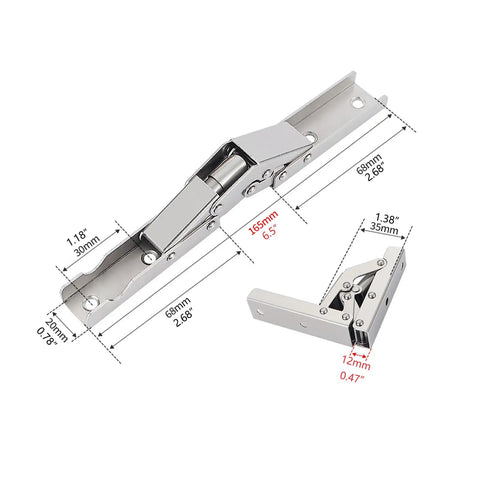 Image showing 90 Degree Folding Cabinet Hinges With Hard Close Action, Concealed Design, Solid Nickel Plated Steel in measured dimensions.