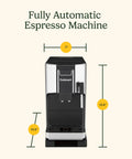 Front view of Espresso Bar Fully Automatic Espresso Machine With Built In Grinder And Steam Wand, 7x12.6x15.4 inches