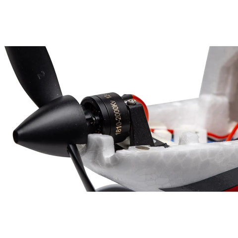 Close-up of RC Airplane Apprentice STOL S 700 RTF with AS3X SAFE Technology motor and propeller detail