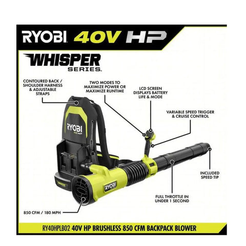 Badass 40V Cordless Backpack Leaf Blower With Brushless Motor Kicks Leaves And Twigs Into Oblivion With 850 CFM And 180 MPH Winds.