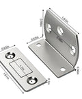 No Drill L-Shape Cabinet Catch Metal Gripping Door Hardware With Super Strong Adhesive Ultra Thin size dimensions 41x16mm zinc alloy.