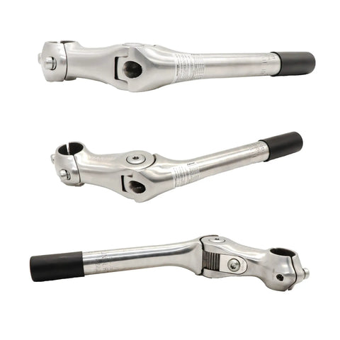 Ride Ready Quill Bike Stem for 1 Inch Steerer, 22.2mm Quill, 180mm Length, 25.4mm Clamp in Aluminum Silver, Adjustable -10 to 50°