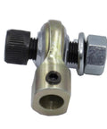 Close-up: MOCW Ford clutch push rod end replacement assembly; brass body with black threaded stud and silver hex nut