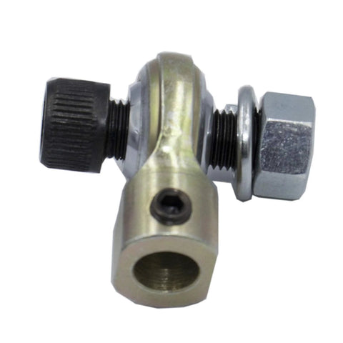 Close-up: MOCW Ford clutch push rod end replacement assembly; brass body with black threaded stud and silver hex nut