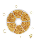 Over 1050 Pcs Open Jump Rings Set In Gold Tone, 304 Stainless Steel, Six Size Range From 4mm To 10mm in compartmentalized box