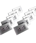 Solid Stainless Steel Wall Outlets Heavy Duty Ten Piece Electrical Sockets For Home And Office displayed in a group arrangement.