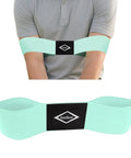 Golf Swing Training Arm Band For Beginners For Men And Boys Swing Alignment Tool keeps arms and body in proper angle shown on golfer