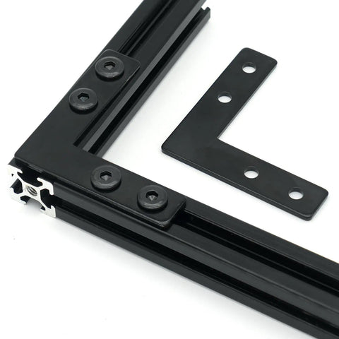 10 Sets Black L Connector Brackets With 40 M5 T Slot Nuts And 40 M5x8mm Hex Socket Cap Screws For 6mm Slot 2020 Series Aluminum Profile
