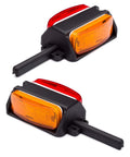 Pre Wired RV Fender Clearance Trailer Light Set Left And Right shown in orange and red with mounting arms