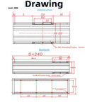 Technical drawing of Go-To Heavy Duty Linear Stage Table With Four Inch Stroke For CNC Motion, dimensions, and hole positions marked.