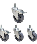 Heavy Duty Swivel Caster Wheels With Top Plate M Threaded Stem Rubber Casters for Furniture and Workbenches set of four