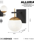 Alluria Wall Sconce Weathered Black With Autumn Gold Finish, 1 Light, 75W Max, 9.75 Inch Height, 6 Inch Width, Dimmable Indoor Fixture
