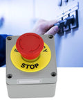 Rugged One Button Emergency Stop Switch Box With Red Push Button IP66 Enclosure Aluminum Die Cast Housing 80x75x60mm