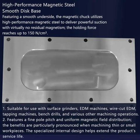 Rectangle Permanent Magnetic Clamping Plate For EDM Tapping And Drilling Machines with smooth disk base, 150 N/cm² pull