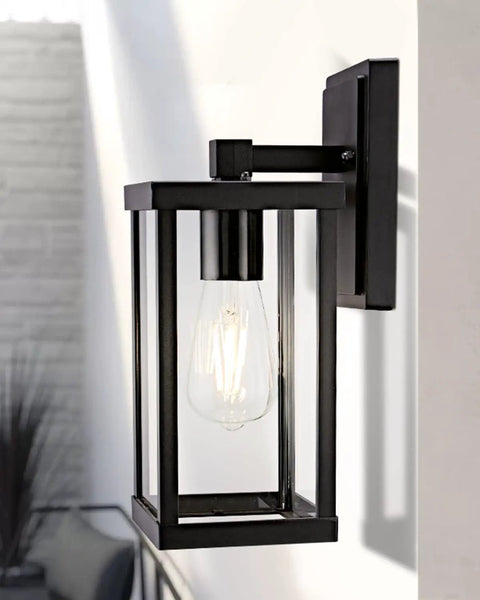 Outdoor Wall Sconce Lantern Built To Last Weatherproof Porch Light with Clear Glass Shade Rustproof Exterior Lighting E26 Socket
