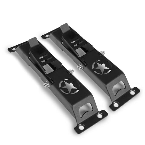 Heavy Duty Kickass Door Hinge Steps For Jeep Wrangler Jk Jku Roof Rack Access With Integrated Bottle Opener Rock Hard Serrated Grip Off Road Upgrade Pack Of Two, black powder coated steel construction.