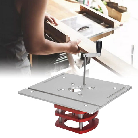 Top Shelf Router Lift Kit For Custom Woodworking Shops Featuring Slick Manual Crank Handle And Dead Precise Height Adjustment Tough Aluminum Stainless Steel Insert Plate Fits 64 To 66 Mm Motors Zero Hassle Operation Boss Rig
