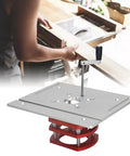 Tough As Nails Manual Router Lift Table With Dead Nuts Precise Crank Adjustment And Knockout Aluminum Build for seamless wood shaping.