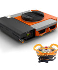Heavy Duty Powerhouse 60 Ton Electric Machine Moving Skates Featuring Industrial Remote Control, close-up of skate and remote.