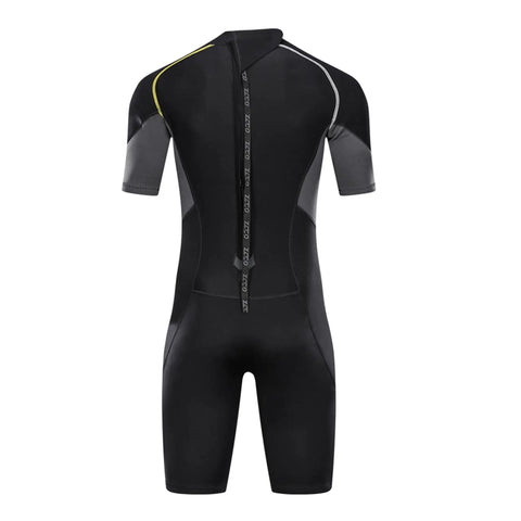 Back view of Men's 1.5mm Back Zip Shorty Neoprene Wetsuit Premium Dope Quality For Spearfishing Snorkeling Surfing Canoeing And Scuba Diving