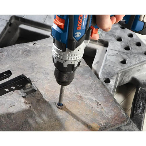 Natural Stone Tile Drill Set Four Piece With Multigrind Head For Faster Drilling In Hard Materials in action on stone