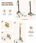 Heavy Duty Manual Lifting Stacker For Easy Cabinet Install And Material Handling With Smooth Rolling Wheels To Move Loads Up To 80kg, dual-rod design.