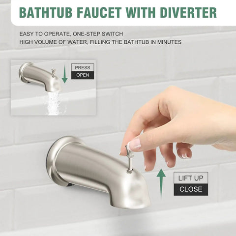 Brushed nickel bathtub faucet from Shower Faucet Set With Tub Spout And Valve Included 8 Inch Rain Shower Head Brushed Nickel Tub And Shower Kit For Bathroom Remodel Durable Brass Construction Easy Install And Modernize Your Shower Experience with hand operating diverter.