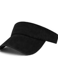 Sport Sun Visor Baseball Cap Adjustable Empty Top Cotton Hat For Men And Women Dark Black UV Protection Lightweight One Size Fits Most