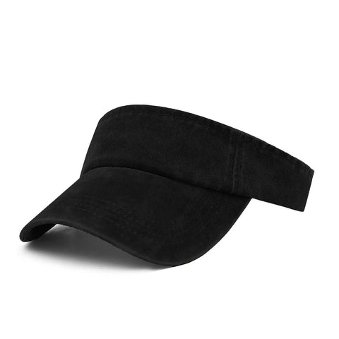 Sport Sun Visor Baseball Cap Adjustable Empty Top Cotton Hat For Men And Women Dark Black UV Protection Lightweight One Size Fits Most