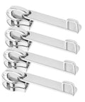 4 Pack Zipper Repair Kit For Luggage And Gear, Universal Zipper Pull Replacements, silver sliders lined up, front view.