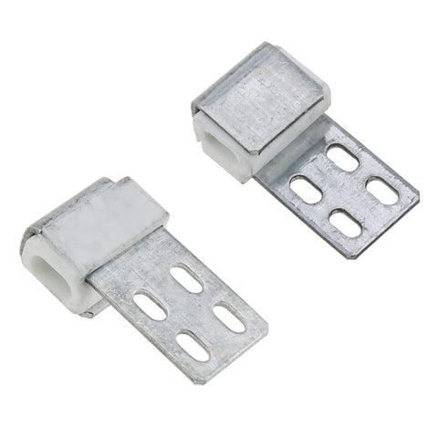Tough As Nails 12 Pack 4 Hole S Curve Upholstery Spring Clips For Sofa Couch Frame Repair Rust Resistant Nickel Plated Furniture Hardware Quick Fix Essentials, showing two clips with four screw slots.