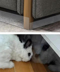 Adjustable Under Bed Blocker 8 Pack Clear Pet Gap Stopper For Furniture, waterproof PVC couch spacer under sofa with a bunny.