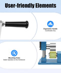 Close-up of Hand Crank Ring And Bracelet Bender Tool 2 In 1 Jewelry Making Machine with ergonomic handle and mounting holes.