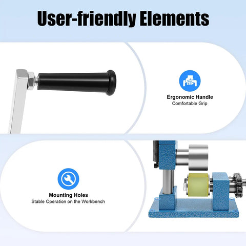 Close-up of ergonomic handle and base of DIY Manual Jewelry Bending Tool For Ring And Bracelet Making with mounting holes