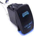 3 Pack Rocker Switch Kit With Laser Sasquatch Lighted Toggle, Blue LED Accent on Durable Black Panel Surface