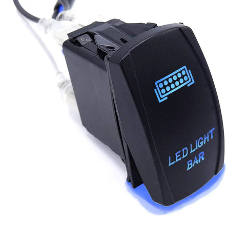 3 Pack Rocker Switch Kit With Laser Sasquatch Lighted Toggle, Blue LED Accent on Durable Black Panel Surface