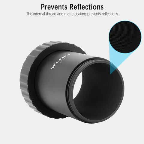 SCT to T Adapter for 2x24 Schmidt Cassegrain Visual Back showing matte coating and internal thread preventing reflections