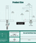 Diagram showing dimensions and specs for Dope Matte Black Vessel Sink Faucet With Tall Body, Single Hole Deck Mount