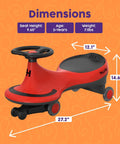 Dimensions of Tot Approved Kid Wiggle Ride On Car Battery Free Twist And Go Steering Play Vehicle, 27.2” long, for ages 2+