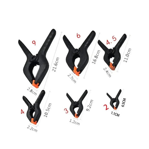 Assorted sizes of versatile nylon spring clamps for woodworking and home use, toggle clip clamp for wood projects, plastic clamp.