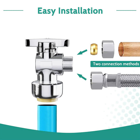 10 Pack Angle Stop Valve Half Inch Push To Three Eighth Inch Threaded Compression Water Shut Off Valve easy installation