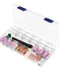 49 Piece TIG Welding Torch Stubby Gas Lens Kit With No 10 Glass Cup For WP 17 18 26 in transparent case showing components