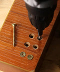 3 In 1 Wood Countersink Drill Bit Set With Adjustable Depth Stop, drilling into wood with screws visible