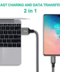 etguuds USB-A to USB-C braided charging cable, 3 ft, gray, 2-pack