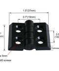 Two Sets 2020 Aluminum Extrusion Profile With Six Millimeter Slot Kit Including Door Handle Frame Hinges Zinc Alloy Hex Screws And T Nuts For DIY Projects Industrial Use Home Improvement showing black hinge with measurements.