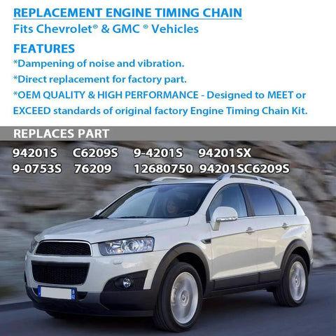 Chevy vehicle suitable for 2.4 Ecotec Timing Chain Kit With Tensioner And Guides For 2010 To 2015 Chevy Equinox GMC Terrain Buick Verano Pontiac Saab Saturn 2.0L 2.2L 2.4L Engine Replacement OEM 9 4201S 9 4201SX