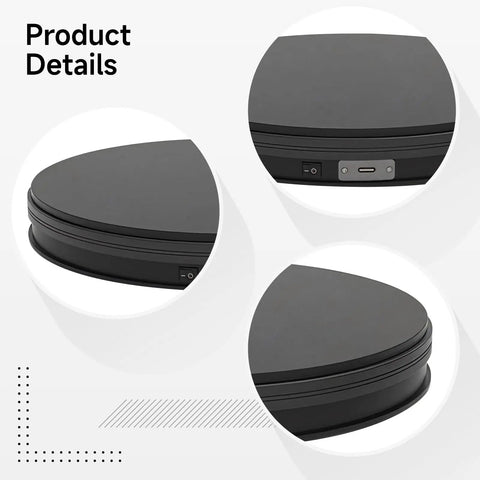 Close-up view of Premium USB Powered Electric Turntable For Photography showing details and connection ports.